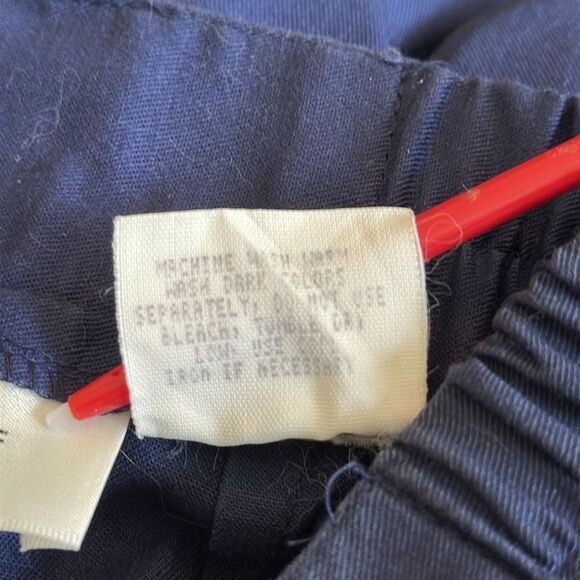 Vintage 80s Chaus Navy Blue Pleat Front Straight Midi Polyester/Cotton Skirt - Picture 8 of 8